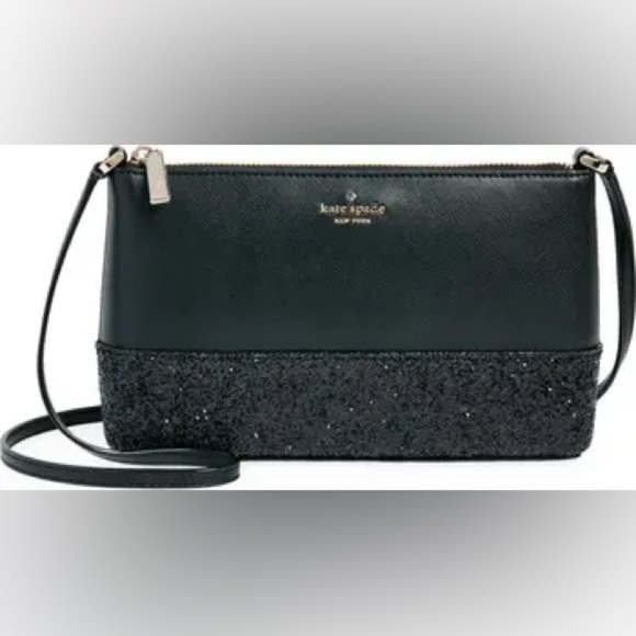 Kate Spade Black Flash Glitter Crossbody - Picture 1 of 9